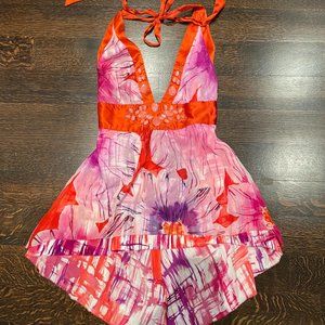 Red Flowy Halter Style Top